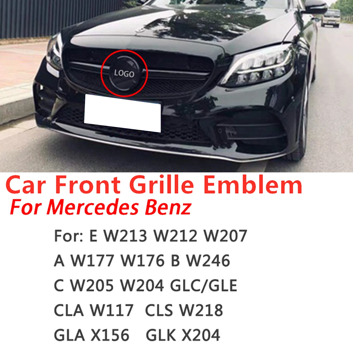 Передний логотип автомобиля Средний знак решетки эмблемы для Mercedes Benz W156 W204 W205 W210