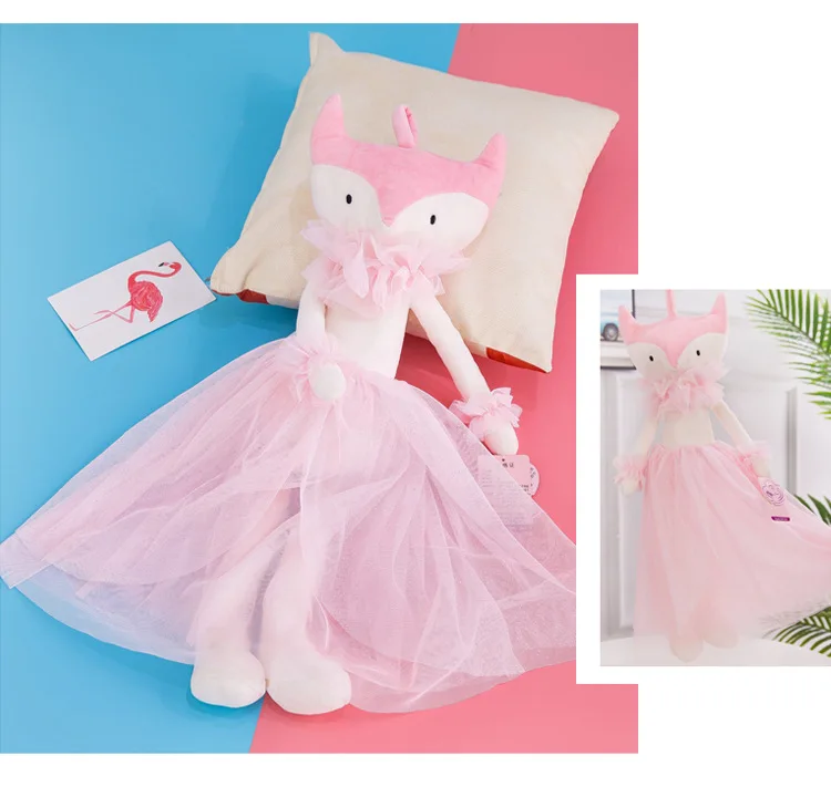 Красивая юбка свадебное платье для девочек плюшевая игрушка «Лиса» пара рождественские подарки, куклы для детей