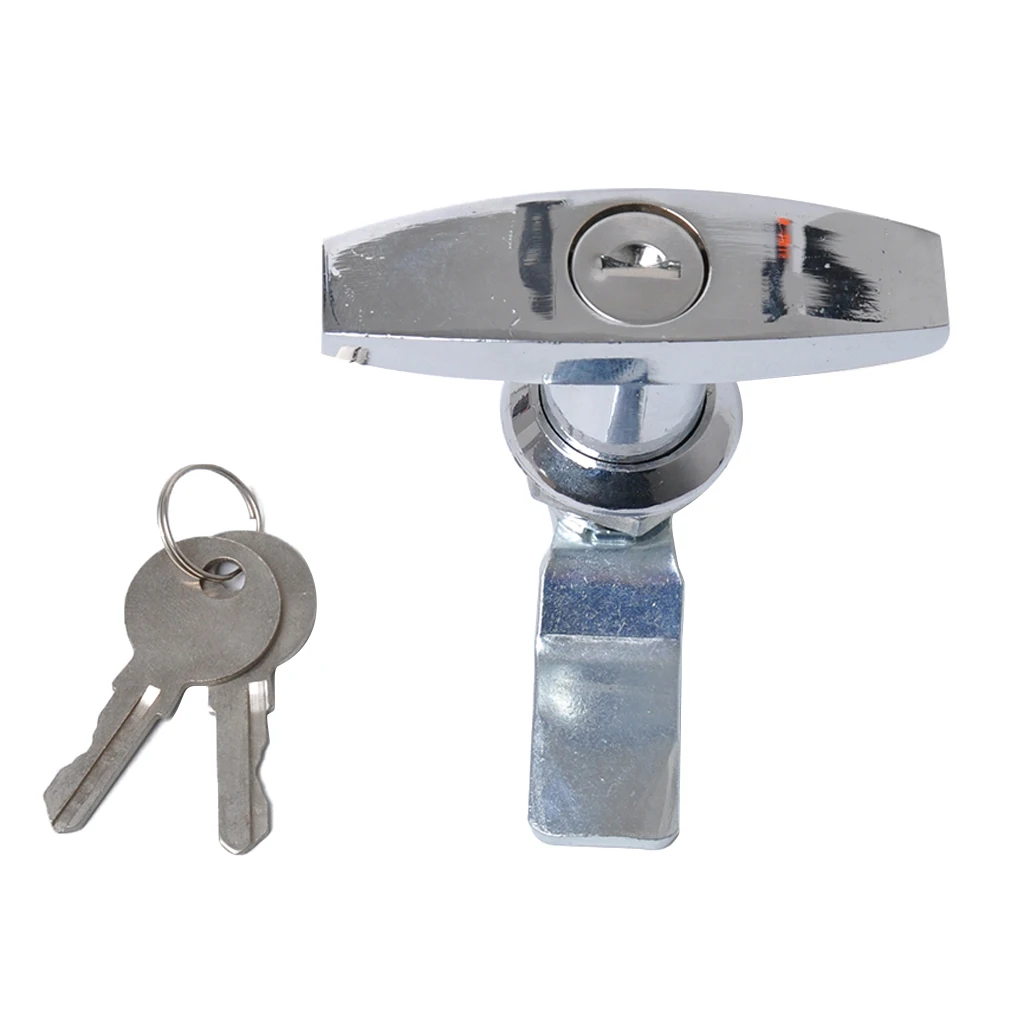 Universal Locking Truck Cap T-Handles for Glass Door Truck Canopy RV Boats - Chrome