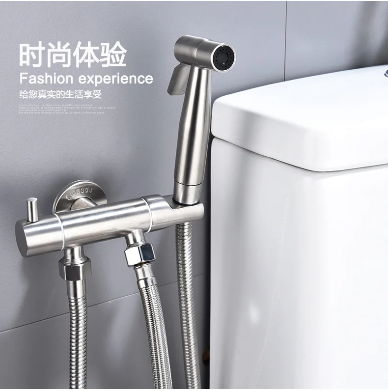 304 Stainless Steel Double Outlet Angle Valve Hand held Bidet Shower Toilet Jet Cleaner High Pressure Sprayer Faucet | Обустройство