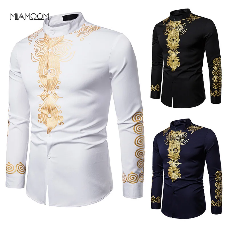 

MIAMOOM Men's Casual Fashion Printed Shirts Long Sleeve Shirt Men