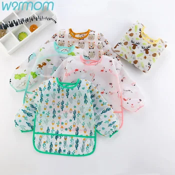 

WARMOM Baby Lunch Feeding Bib Cloth INS Nordic Style Waterproof Easy To Clean Printed Cartoon Flamingos/Bear/Elk/Cactus/Dinosaur