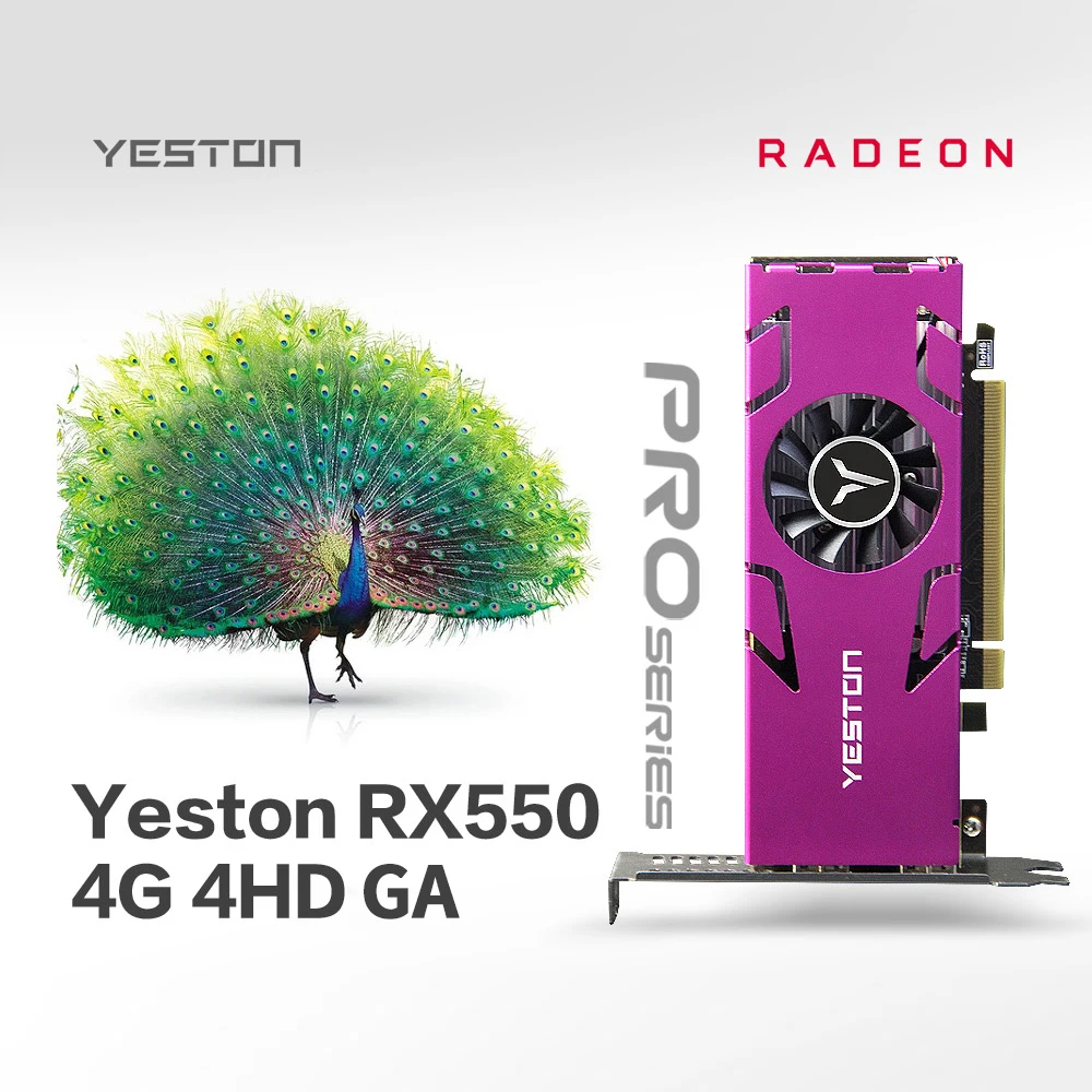 Yeston RX550-4G 4HD GA 4-screen Graphics Card 4GB/128bit/GDDR5 Memory Support Split Screen with 4*HD Output Ports Video Card graphics cards computer