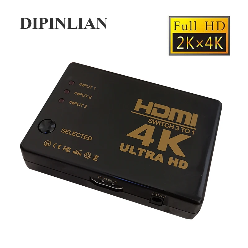 Видеопереключатель 1080P 4K * 2K HDMI сплиттер 3 входа 1 выход концентратор для DVD HDTV Xbox PS3