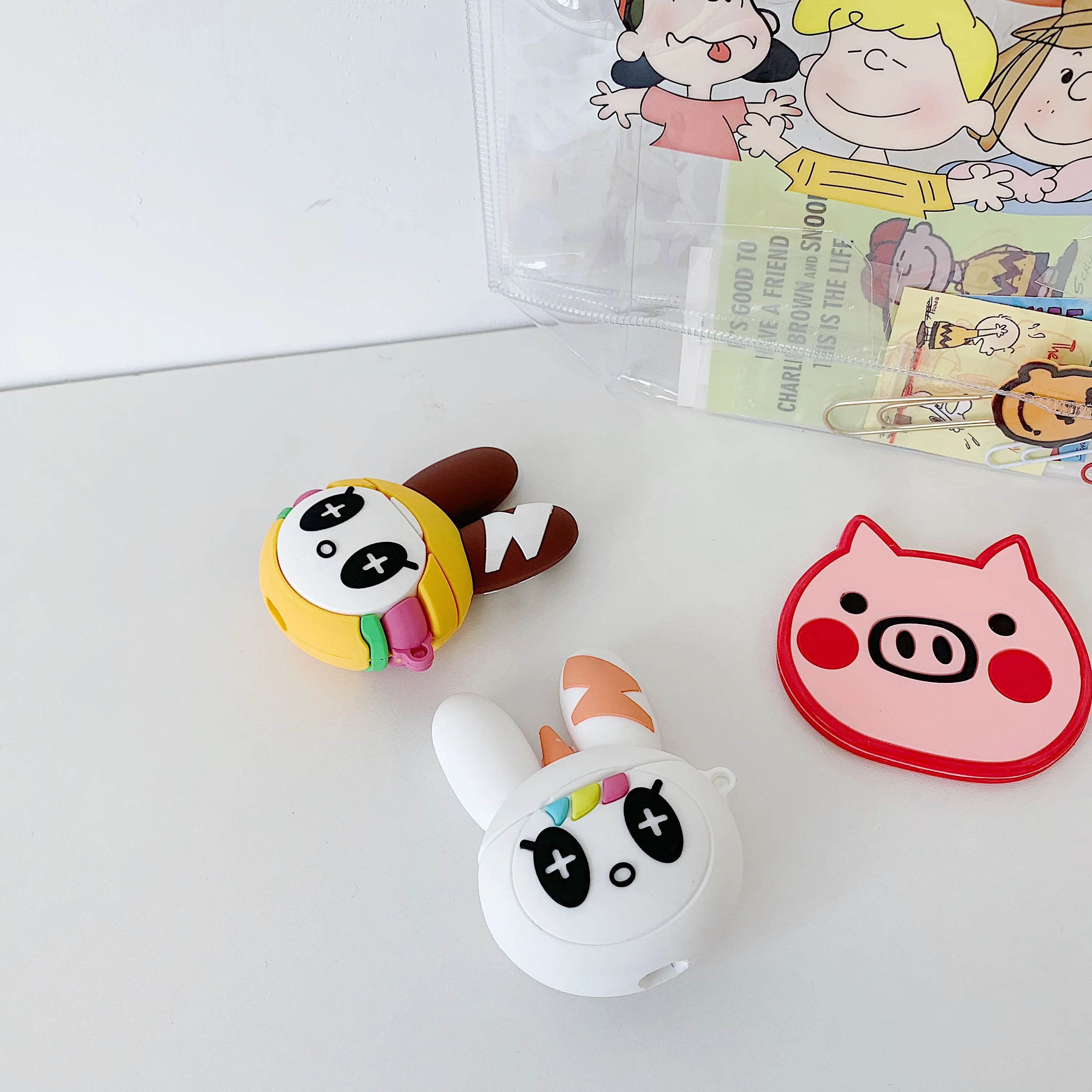 

Cartoon cute rainbow rabbit earphone protective shell for airpods 2 case for Apple Bluetooth headset cover Protect the box