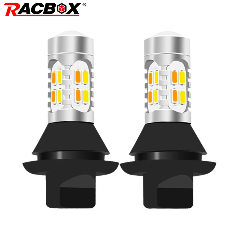 2 шт 7440 T20 WY21W двухцветные DRL дневные ходовые огни светодиодные указатели поворота белый Янтарный Canbus водяные 12 В