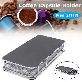

40Cup Coffee Pods Holder Revolving Coffee Capsule Holder Stand Storage Chrome Tower Mount Rack For Coffee Shop Display Stainless