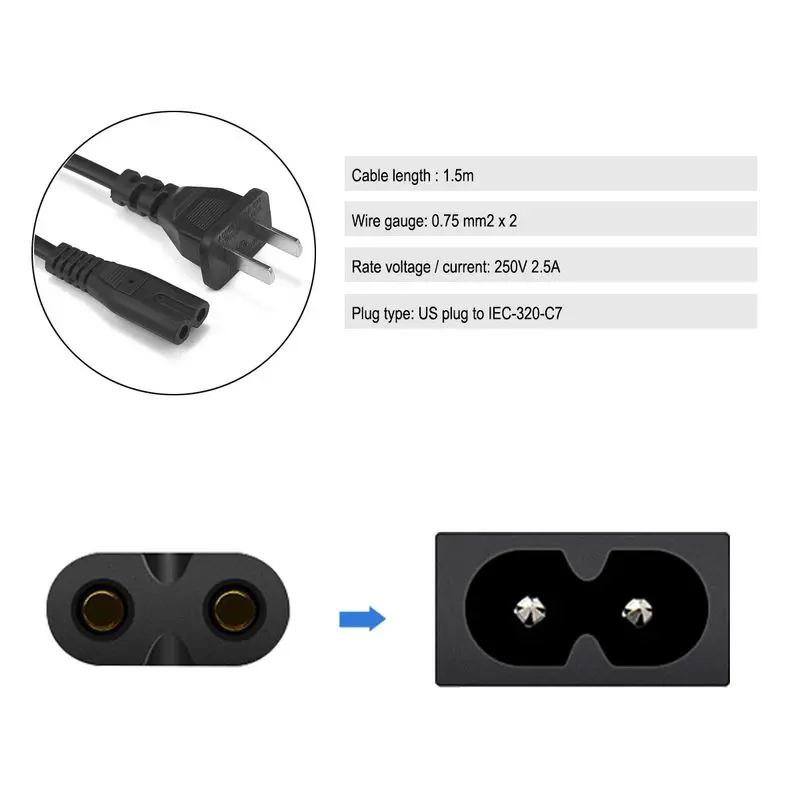 10 шт. кабель питания для ноутбука US EU Рисунок 8 кабель переменного тока 1,5 м IEC C7 шнур питания для зарядки аккумулятора радио sony psp 3 4 LG tv