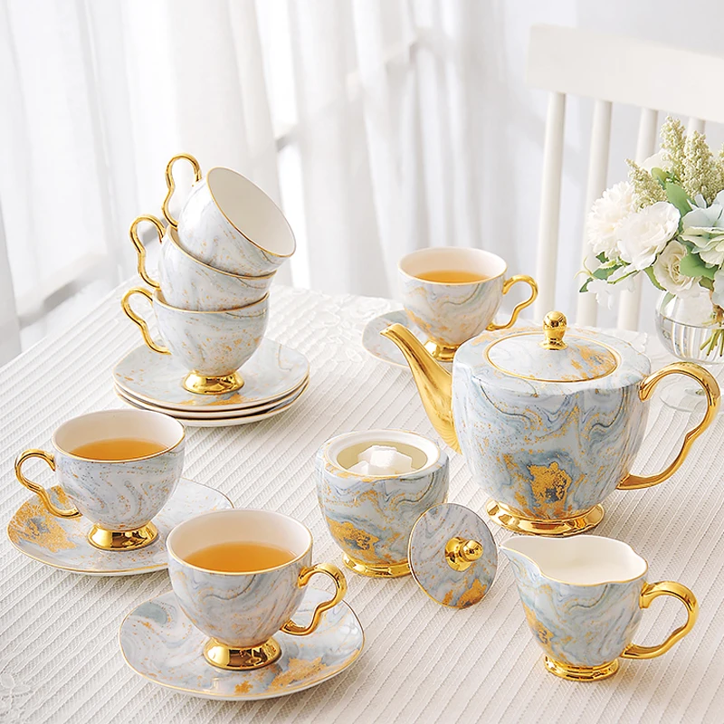 

Nordic Bone China Coffee Set English Porcelain Afternoon Tea Set Luxury Teacup Sugar Bowl Creamer Teapot Milk Jug Coffeeware