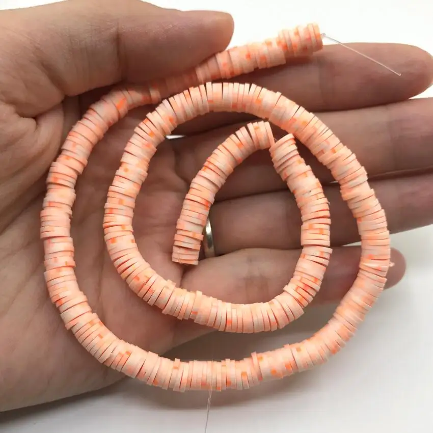 10strand/lot Orange Series Polymer Clay Rondelle Beads Wholesale,Vinyl Disc Heishi Tiny Spacers Loose Beads,DIY Jewelry Making