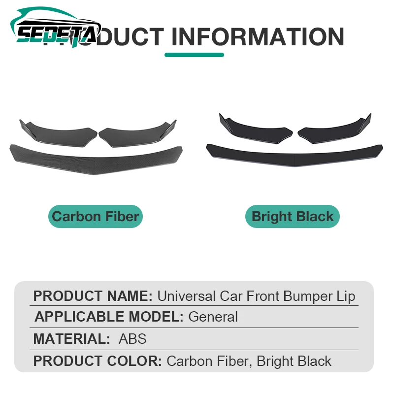 Car Front Shovel Lip 4/5PCS Carbon Fiber Bumper Protective Wind Decoration Accessories ABS For Toyota For Honda bumper lip bumper lip decoration front bumper decoration