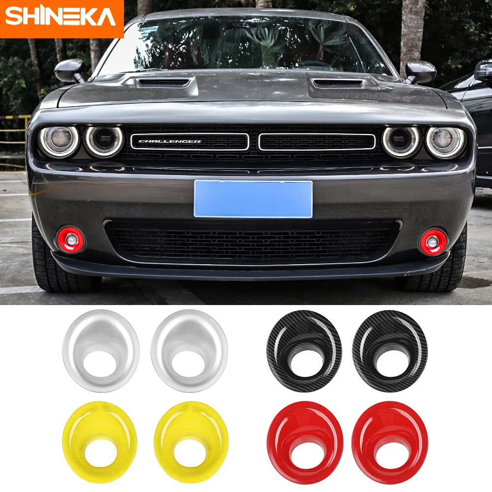 cubiertas de lampara shineka para dodge challenger luz antiniebla delantera para automovil moldura para luz decoracion de anillo pegatinas para