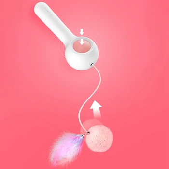 

Interactive Cat Teaser Wand With Ball With Long Retractable Elastic String Including Catnip And Feather Cat Toy For Gatos