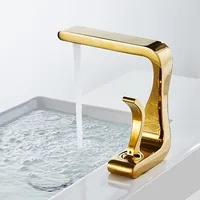 Basin Faucet Gold and White Bathroom Faucet Mixer Tap Brass Gold Wash basin Faucet Hot and Cold Sink Faucet New Modern 5