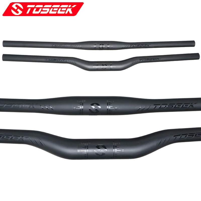 

TOSEEK Full carbon fiber Handlebar Super Light XC mtb Bike Handlebar 3K Matte paint surface Black flat+rise for XC mountain bike