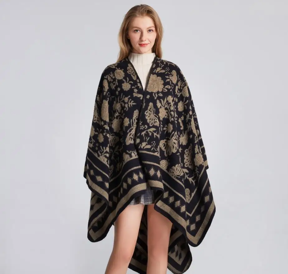 

Luxury Brand Winter Warm Butterfly Ponchos Capes For Women Oversized Shawls Wraps Thick Cashmere Pashmina Female Bufanda Mujer