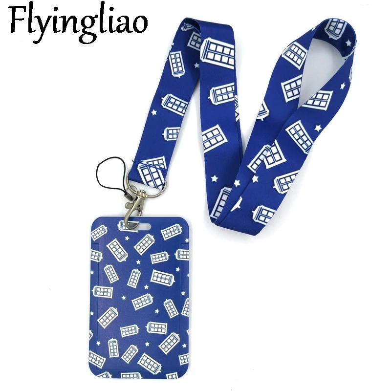 

Telephone booth Lanyard Credit Card ID Holder Bag Student Women Travel Card Cover Badge Car Keychain Gift Accessories