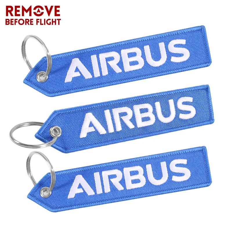 AIRBUS Keychain Double-sided Embroidery A330 NEO Aviation Key Ring Chain for Aviation Gift Strap Lanyard Light Blue Keychains (07)