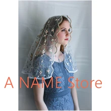 D форма вышитая Тюль кружевная Мантилья католическая женская вуаль для церкви платок традиционная бесконечная вуаль Мантилья вуаль tete