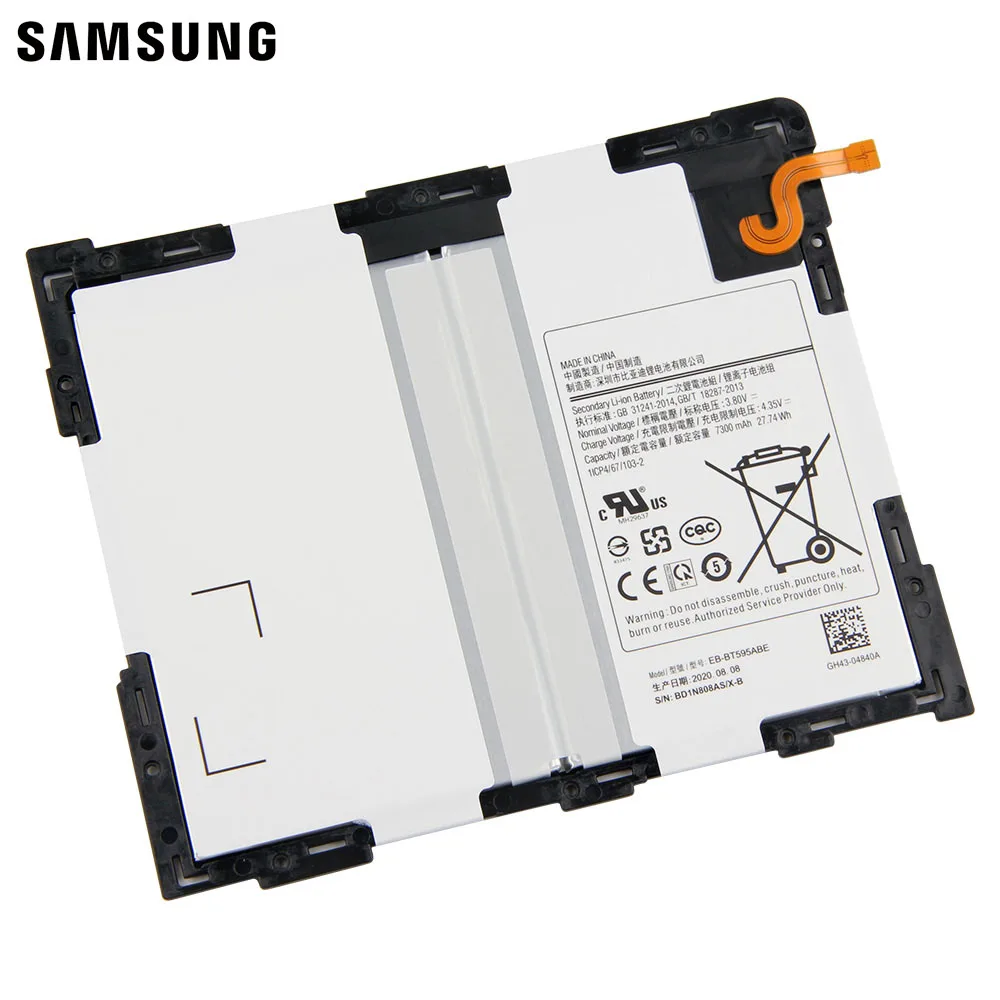 Samsung Bateria Original para Tablet Samsung Galaxy Tab a2 10.5 T595 com Bateria Autêntica de 7300mah Baterias p/ telefone celular 7 tab a2 10.5 t595 com bateria autêntica de 7300mah