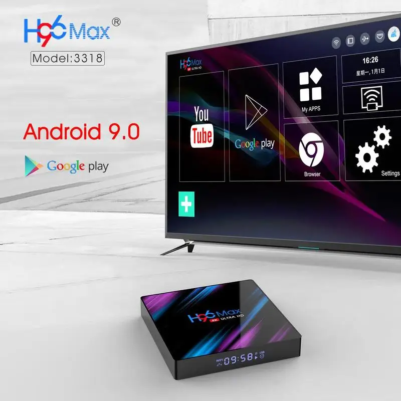 H96 Max RK3318 Android 2+ 16G/4+ 32G 9,0 умная Сеть HD плеер верхняя коробка 4K светодиодный набор Z3B7
