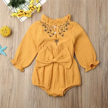 

Imcute Newborn Infant Baby Girls Long Sleeve Rompers Bowknot Jumpsuit Playsuit Autumn Spring Baby Girls Costumes Clothes