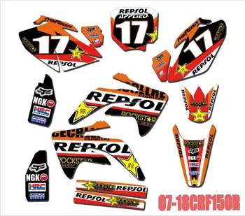 

Team Full Set Sticker Kit Customized Number Graphics Backgrounds Decals for Honda CRF150R CRF 150 R CRF150 2007-2013 2008 2009
