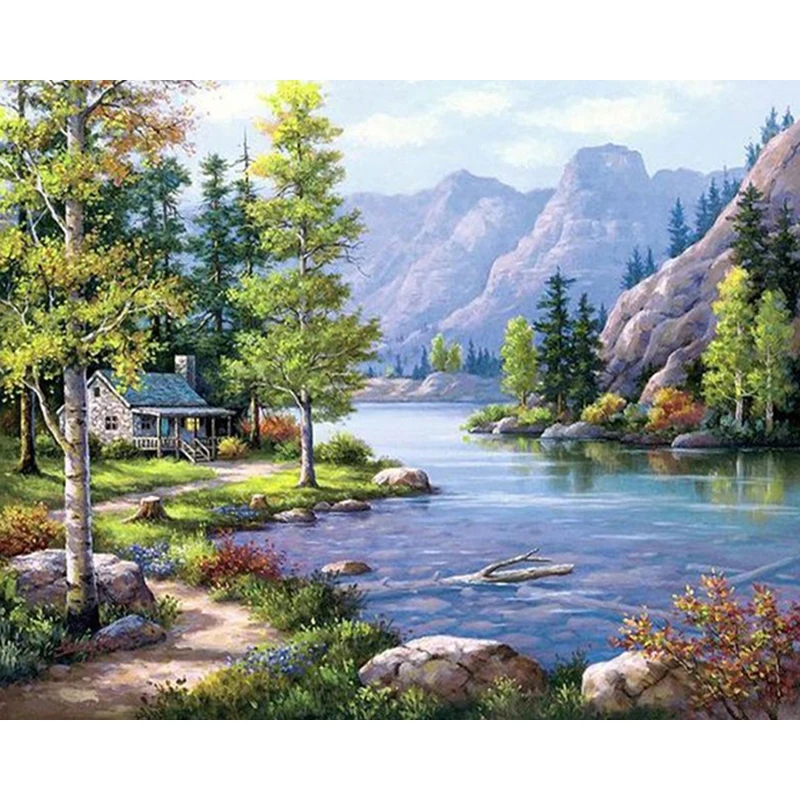 

5D Diamond Painting Landscape Scenery Cross stitch Full Round diamond Embroidery Picture Mosaic Rhinestone Home Decor gift sale