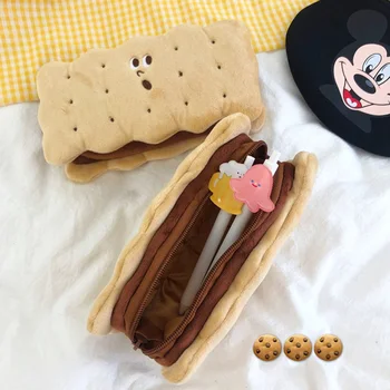 

Creative Plush Biscuits Pencil Case Cute pen bag pencil box stationery pouch kids gift office school supplies