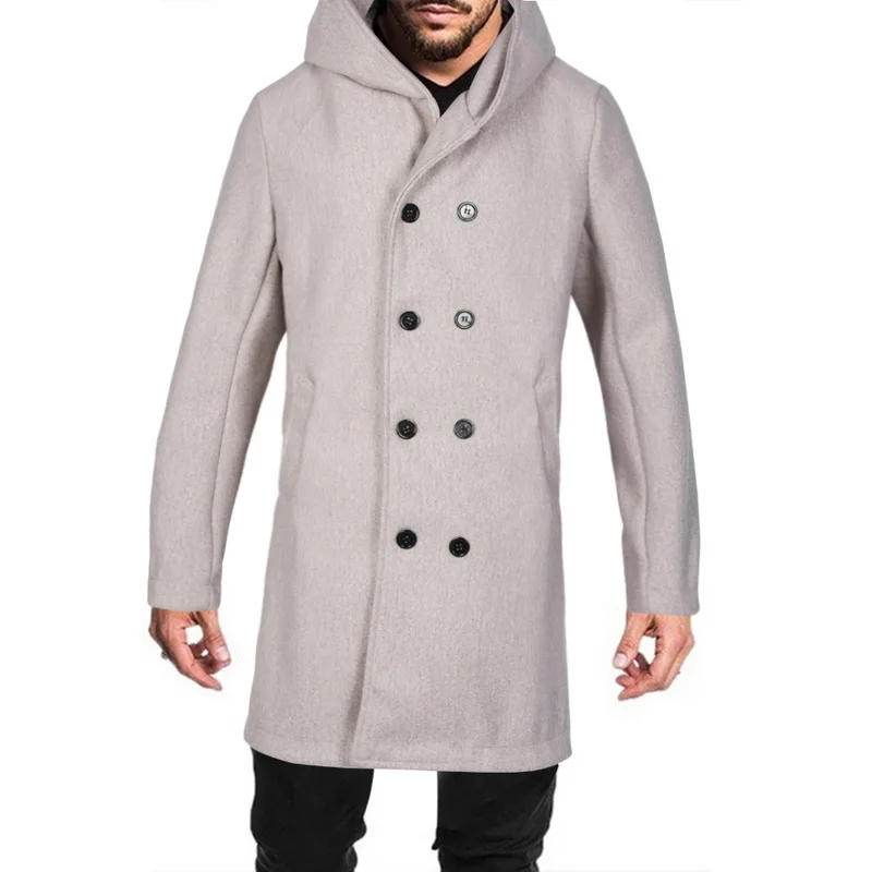 SHUJIN, новинка, Мужское пальто, модное, Осень-зима, на пуговицах, тонкий, длинный рукав, пиджак, Тренч, пальто, повседневное, высокое качество, мужские топы - Цвет: Gray