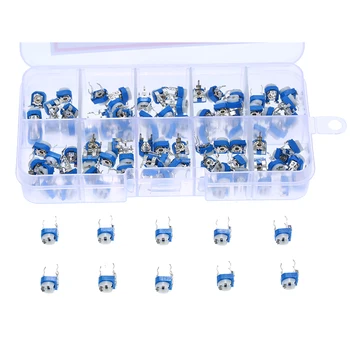 

100pcs 10 Values 500~1M ohm Variable Resistor 6mm Potentiometer RM065 Preset Carbon Film Horizontal Trimmer Potentiometer