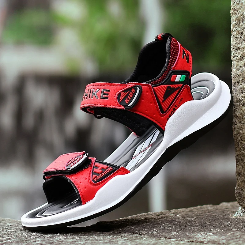 ULKNN 6 BOY'S Red Sandals 7 Boy 8 CHILDREN'S Beach Shoes 9 Big Boy 10 Young STUDENT'S 12-Year-Old  Summer Sandals 2020 New Style