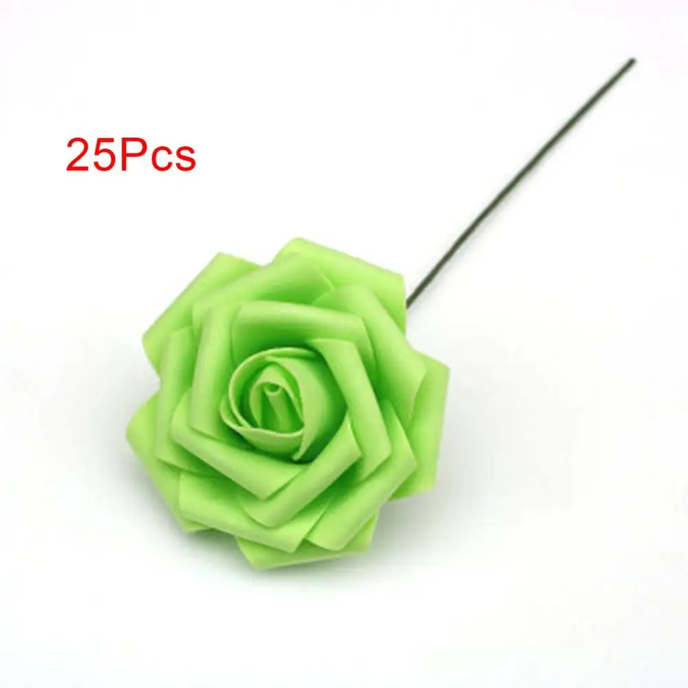 8Cm Large Pe Rose High-Grade Foam Rose Artificial Flower Bride Holding Flowers Accessories Beautiful Gift 25Pcs - Цвет: green