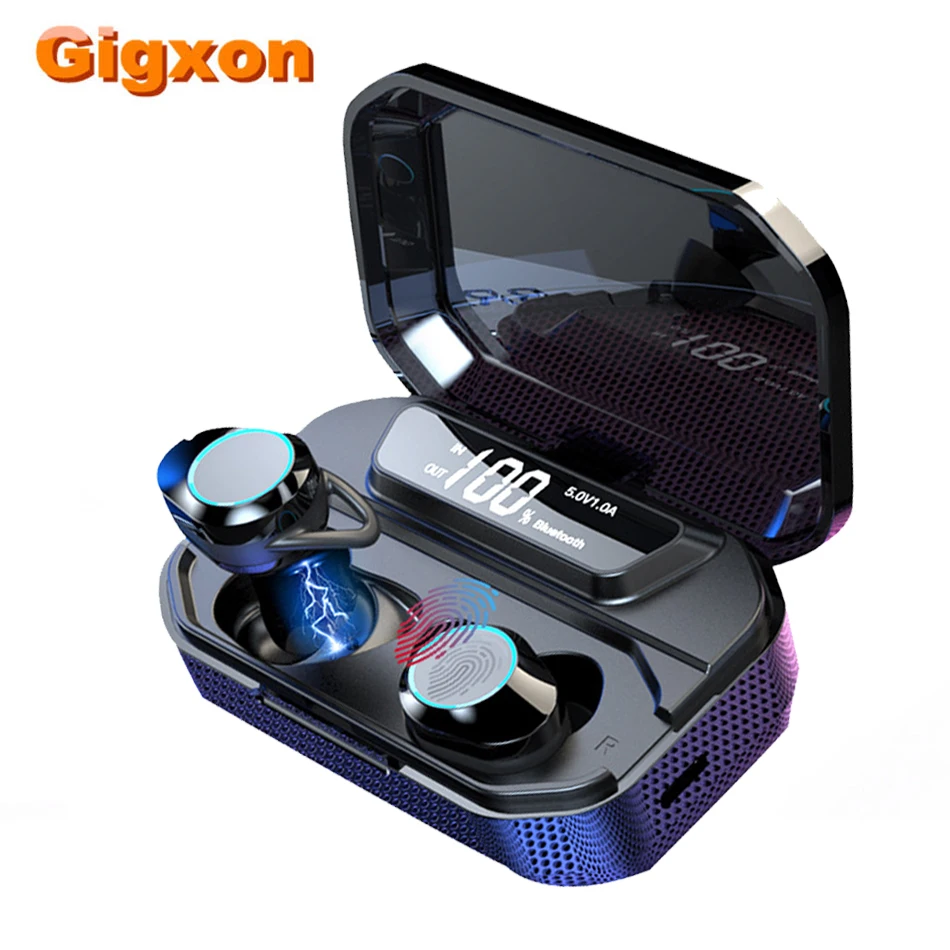 

GIGXON Bluetooth 5.0 6D Stereo Earphone Wireless IPX7 Waterproof Earphone 3300mAh Charge display for iphone ipad smartphone