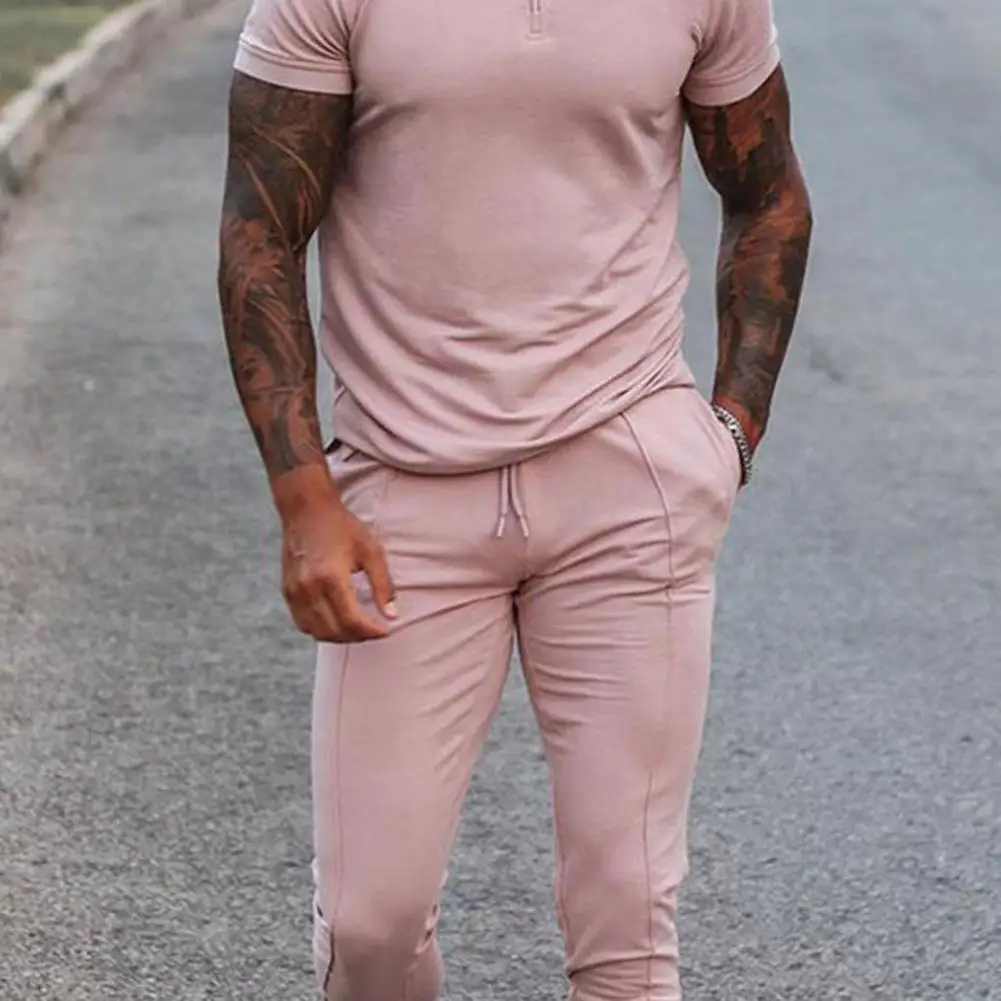 Sports Mens Solid Tracksuit O-Neck T Shirt And Drawstring Shorts Outfits  2021 Summer Casual Two Piece Set Men Fashion Streetwear _ - AliExpress  Mobile