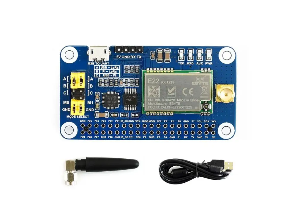 Waveshare SX1262 LoRa HAT для Raspberry Pi, расширенный спектр модуляции, частотный диапазон 868 МГц