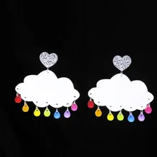 Корейские модные милые блестящие сердца Облака красочные капли дождя серьги Модные Акриловые Висячие серьги для женщин Подарки E19133