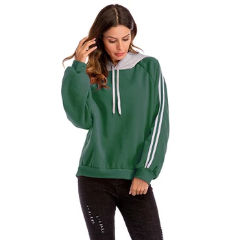 

Spring Autumn Women Tops Colorblock Hooded Sweatshirt Female Student Loose Large Size Long Sleeve Pullover Tops XRQ88