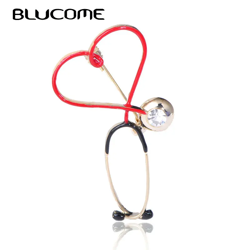 Женская/мужская брошь стетоскоп Blucome медная в форме сердца значок для воротника