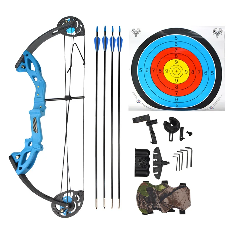 Blue 1 компл. Стрельба из лука подростковый Молодежный подарок блочный лук 15-29lbs целевой Начинающий уровень практическая игра для наружной охоты стрельба аксессуары - Цвет: Blue
