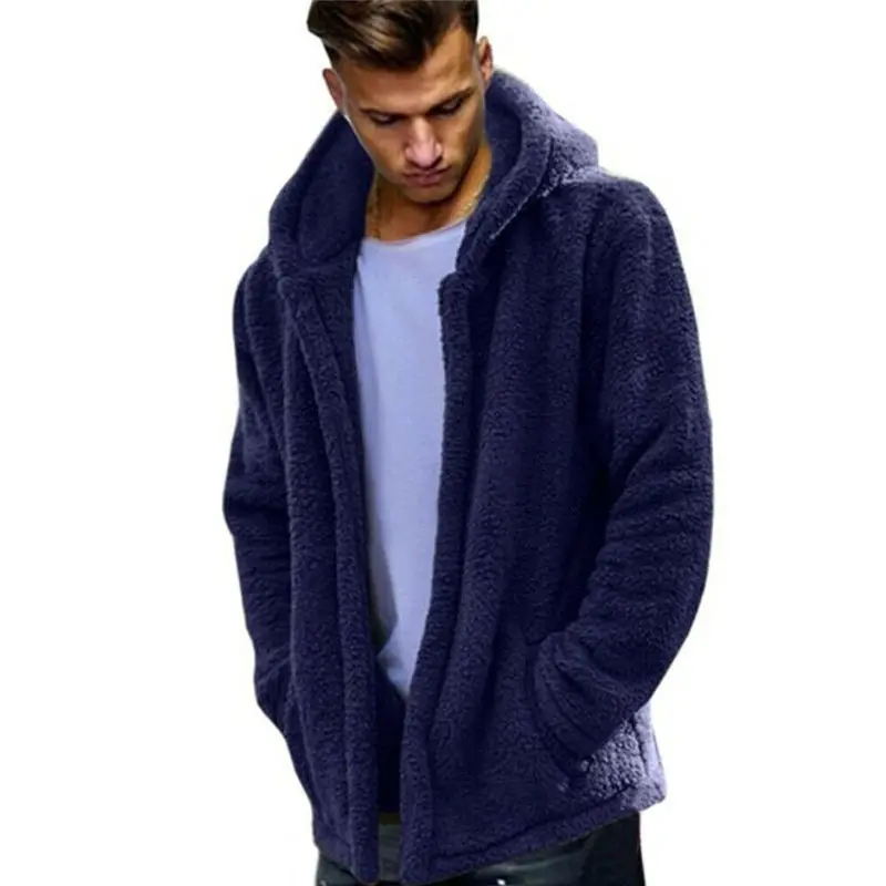 Мужской зимний толстый теплый флисовый плюшевый жакет, кардиган, кофта одежда оверсайз с длинным рукавом пальто с карманами