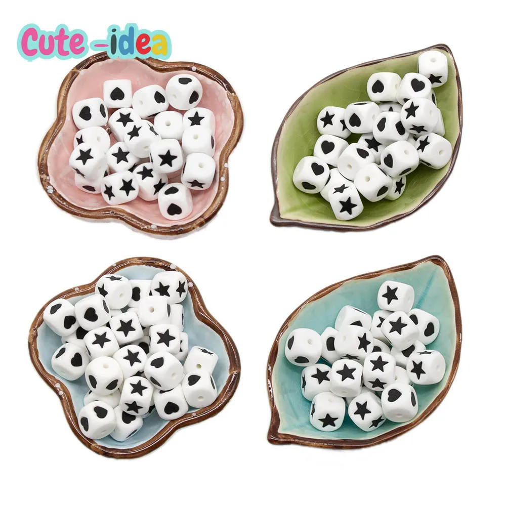 

Cute-Idea 10PCs Silicone Cube Beads Baby Teething Chewable Pacifier Chain Toy Rodent Accessories DIY Teether Baby Product Pearl