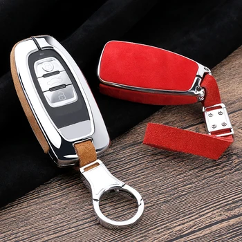 

For Audi A1 A3 A4 A5 A6 A7 A8 R8 Quattro C5 C6 Q3 Q5 Q7 2009 2010 2011 2012 2013 2014 2015 Suede Leather Zinc alloy car key case