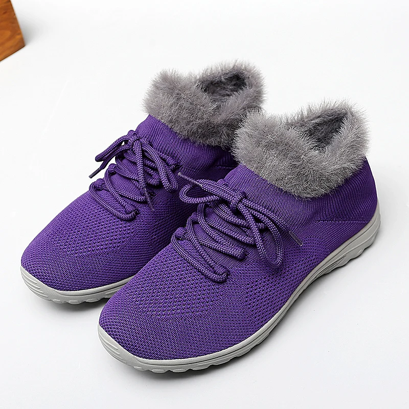 Winter Women's Sneakers Plus Fur Running Shoes Outdoor Sports Jogging