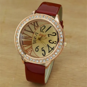 

Reloj Mujer 2020 Casual Ladies Watches Big Dial Rhinestone Women Watches Leather Strap Quartz Watch Cheap Price Free Shipping