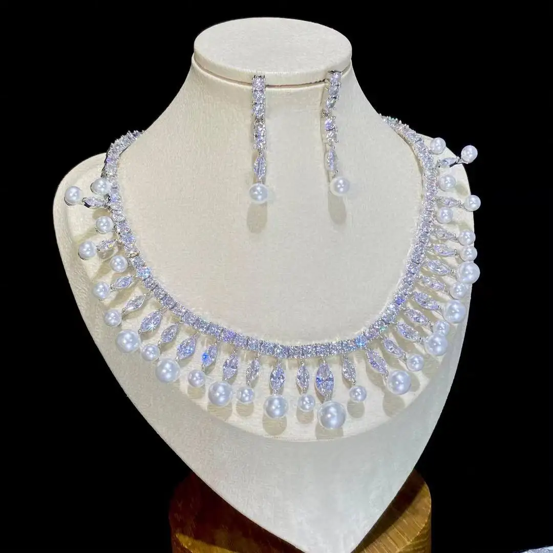 

ASNORA Luxury Bridal wedding Jewelry Sets Pearl Necklace For Women Suitable For Engagement Dinner Party Jewelry X0192