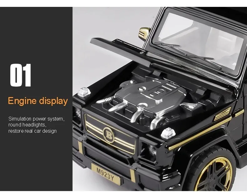 1/24 Mercedes Benz G65 модель автомобиля из сплава игрушка G класс модифицированный автомобиль внедорожник звук и светильник 6 открывающаяся дверь внедорожник