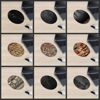 

XGZ Retro Round Computer Mouse Pad Cityscape Wall Pattern Mousepad Black Brick Graffiti Street View Desk Mat Rubber