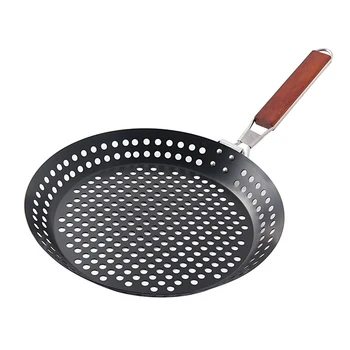 

BBQ Frying Picnic Portable Grill Pan Folding Handle Outdoor Camping Round Kitchen Tool Seafood Baking Multifunctional Non Stick