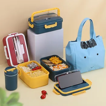 

Portable Divided Lunch Box Eco friendly Wheat Straw Food Container Picnic Microwave Bento Food Storage Student Heatable Food Box